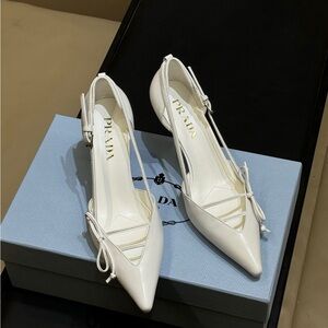 Prada White Pointed Toe Heels